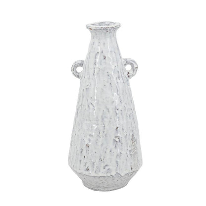 12" White Terracotta Tapered Jug Vase HomeRoots