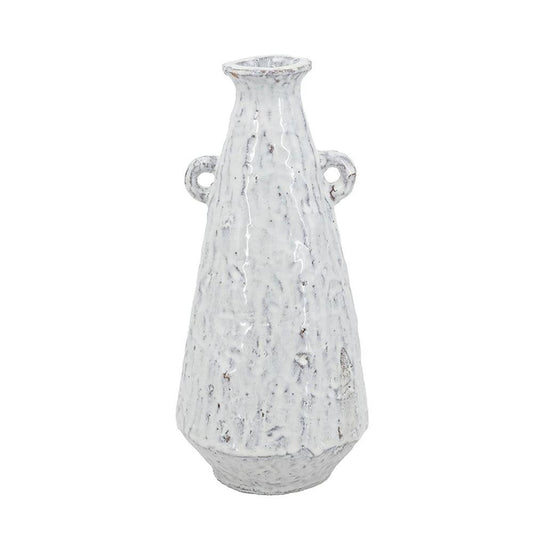 12" White Terracotta Tapered Jug Vase HomeRoots