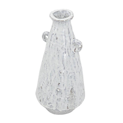 12" White Terracotta Tapered Jug Vase HomeRoots