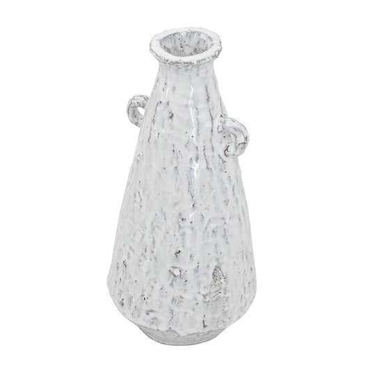 12" White Terracotta Tapered Jug Vase HomeRoots