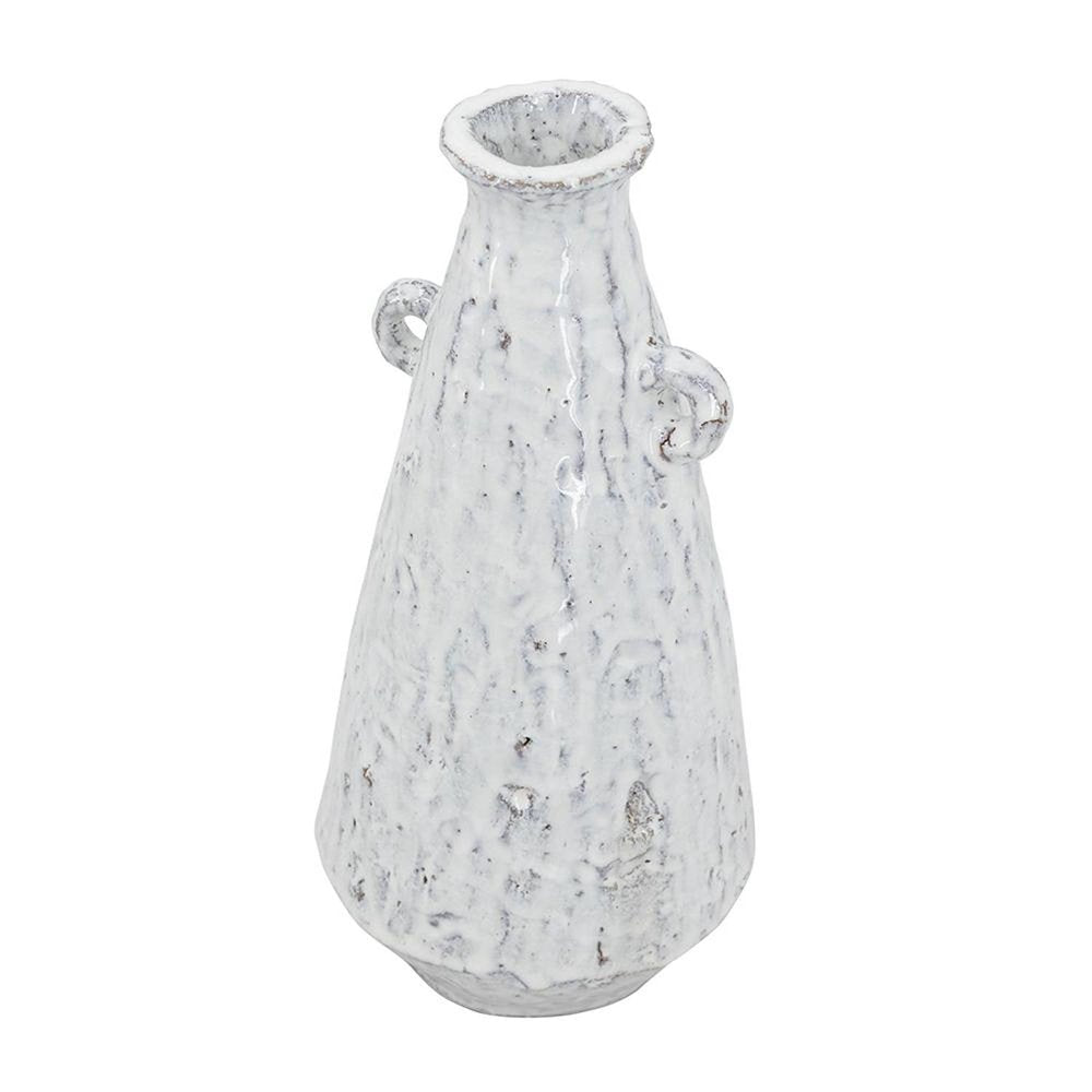 12" White Terracotta Tapered Jug Vase HomeRoots
