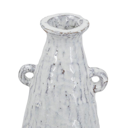 12" White Terracotta Tapered Jug Vase HomeRoots