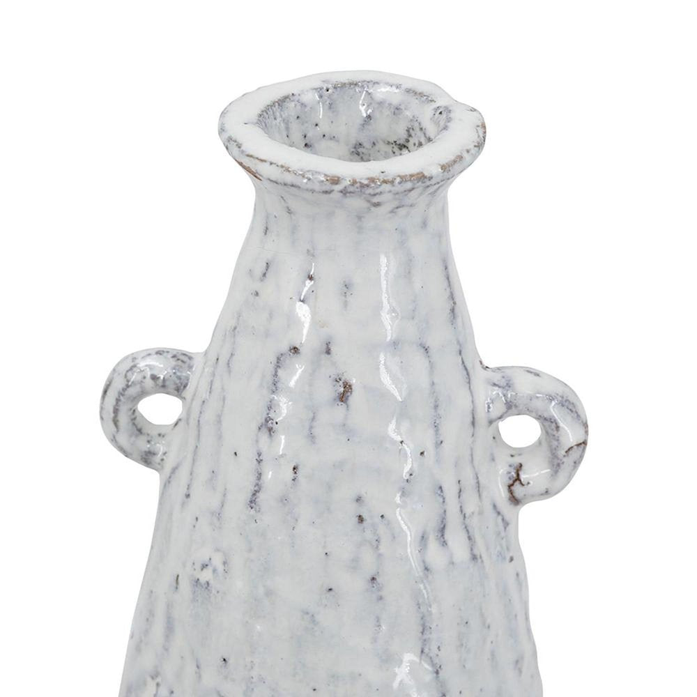 12" White Terracotta Tapered Jug Vase HomeRoots