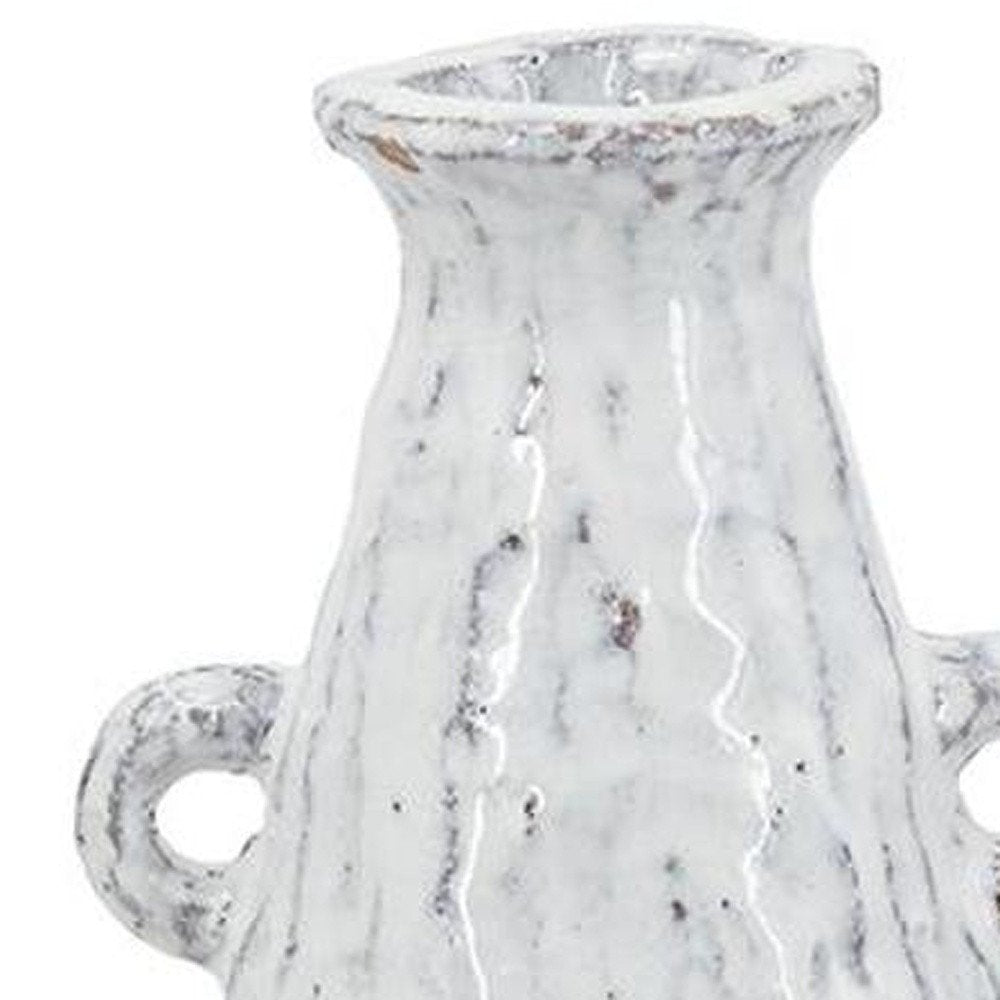 12" White Terracotta Tapered Jug Vase HomeRoots