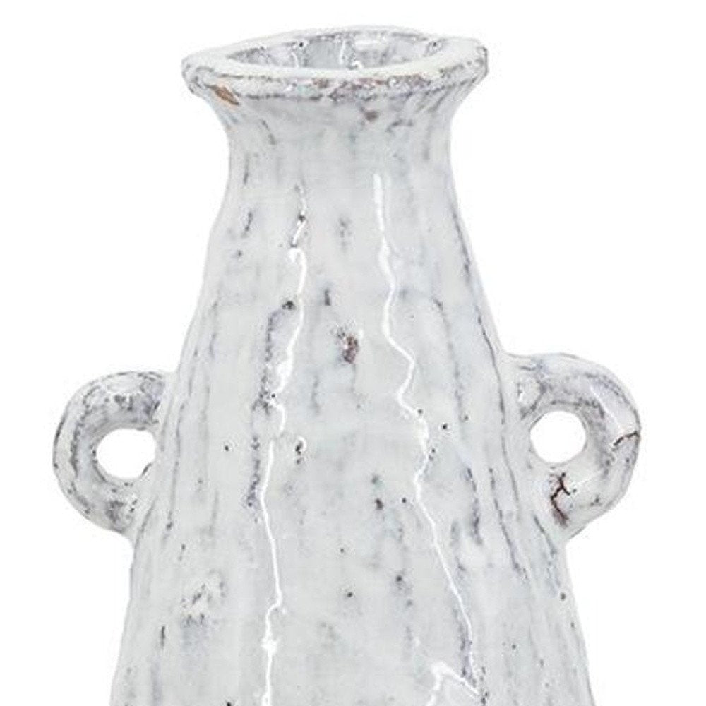 12" White Terracotta Tapered Jug Vase HomeRoots