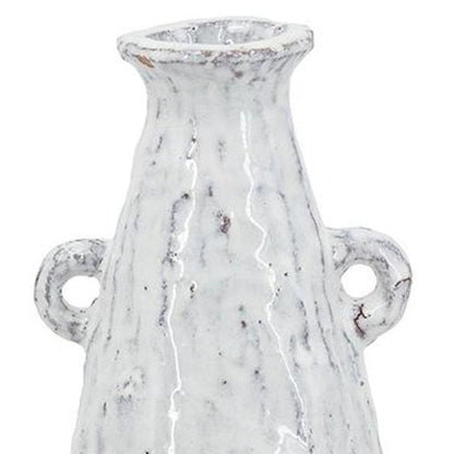 12" White Terracotta Tapered Jug Vase HomeRoots