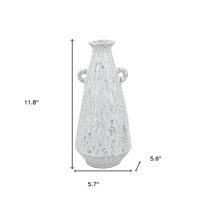 12" White Terracotta Tapered Jug Vase HomeRoots