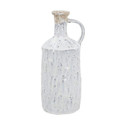 11" White Terracotta Cylinder Jug Vase HomeRoots