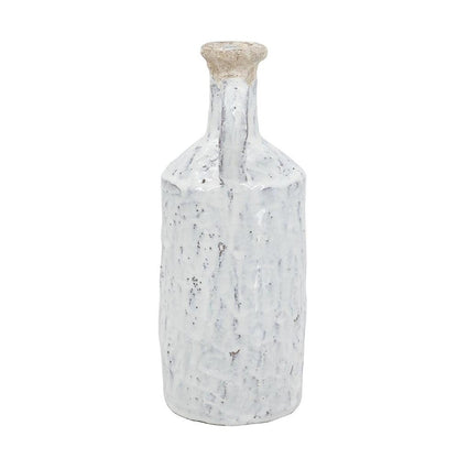 11" White Terracotta Cylinder Jug Vase HomeRoots