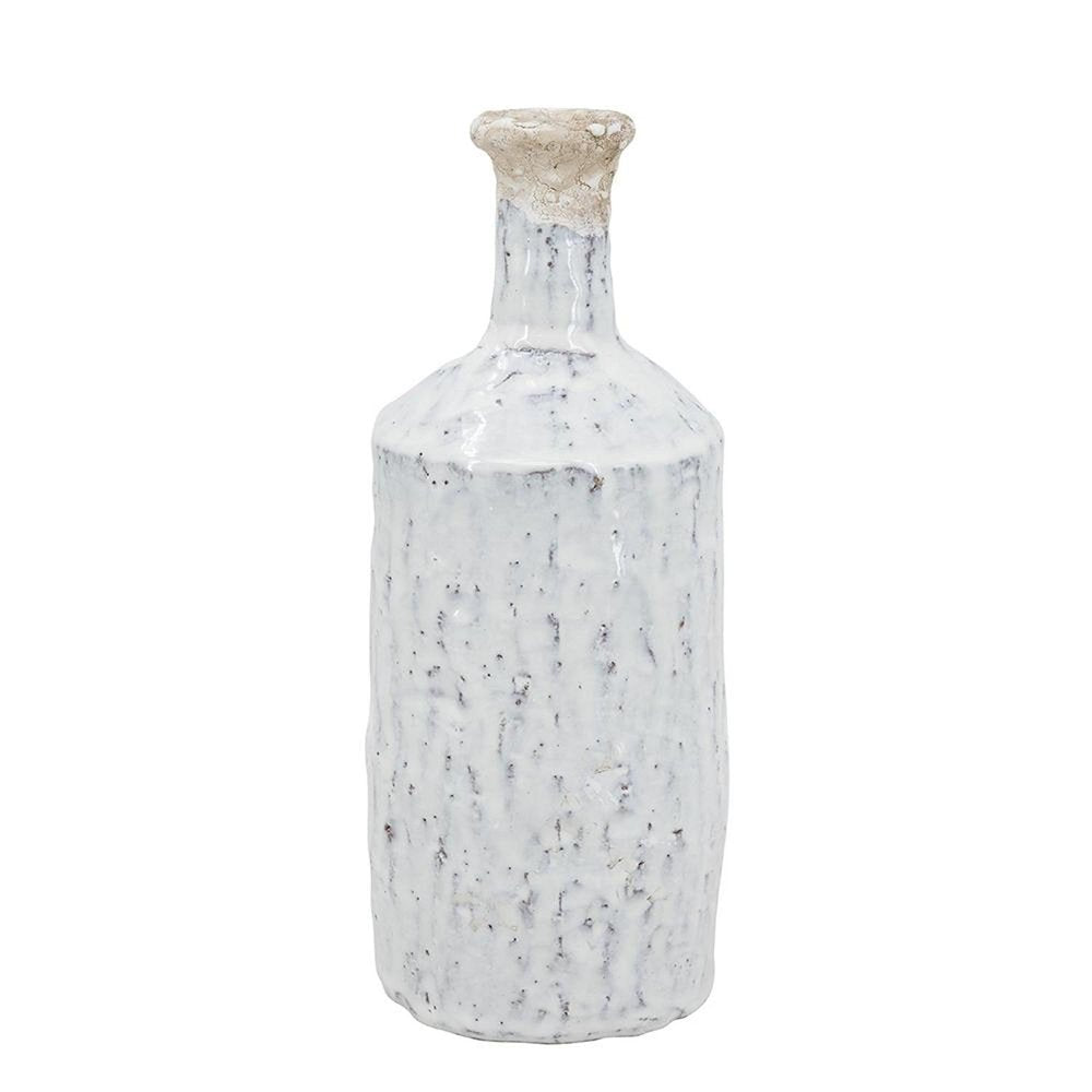 11" White Terracotta Cylinder Jug Vase HomeRoots