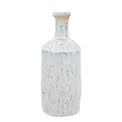 11" White Terracotta Cylinder Jug Vase HomeRoots