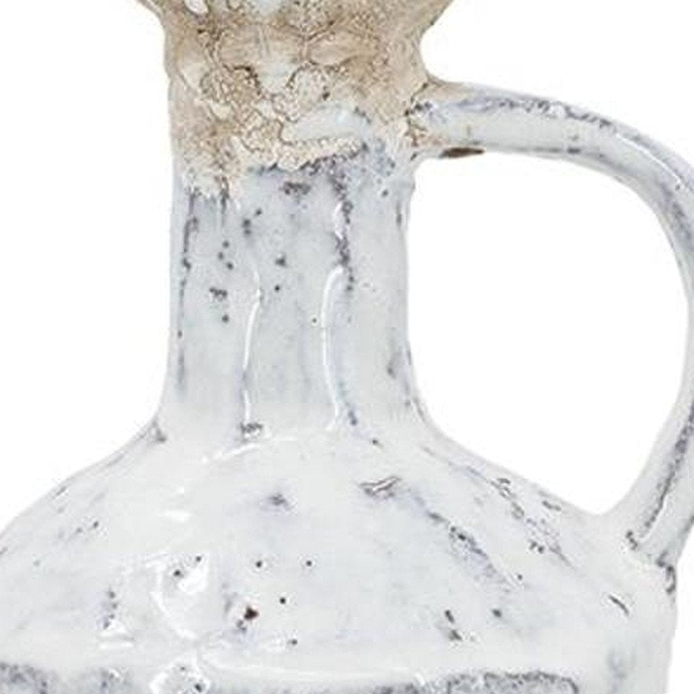11" White Terracotta Cylinder Jug Vase HomeRoots