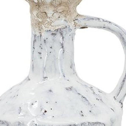 11" White Terracotta Cylinder Jug Vase HomeRoots