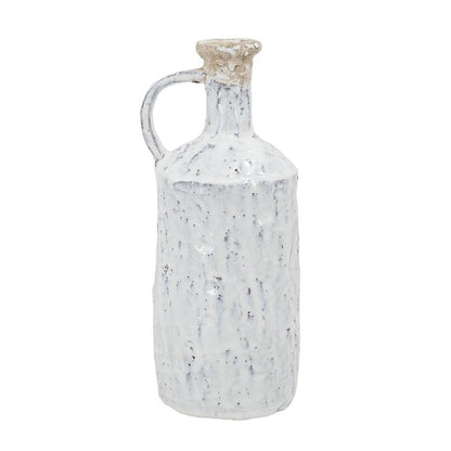 11" White Terracotta Cylinder Jug Vase HomeRoots