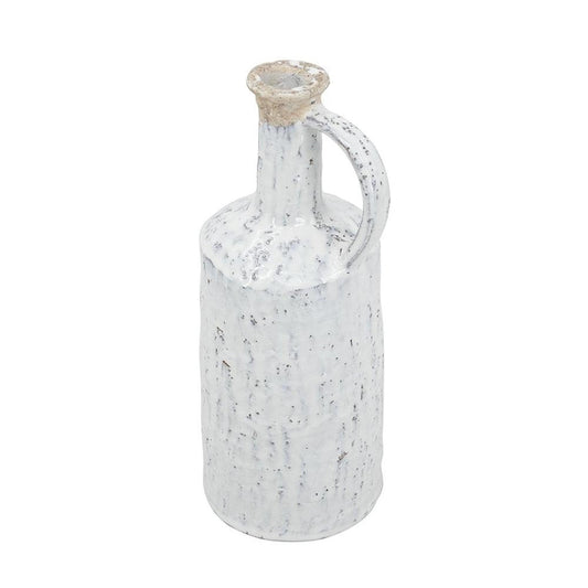 13" White Terracotta Cylinder Jug Vase HomeRoots