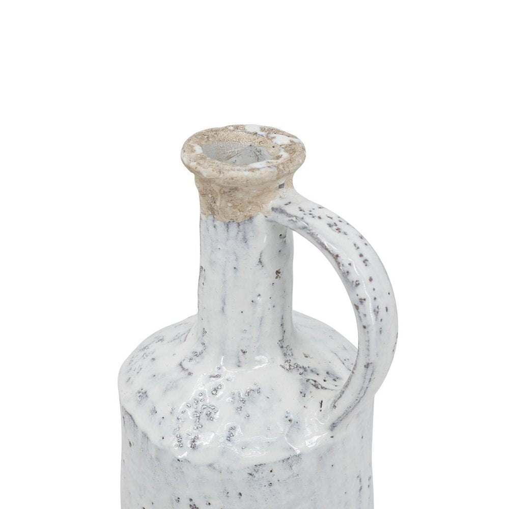 13" White Terracotta Cylinder Jug Vase HomeRoots