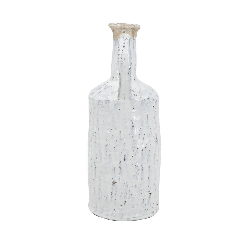 13" White Terracotta Cylinder Jug Vase HomeRoots