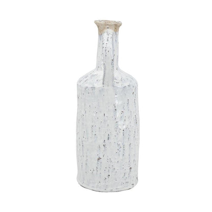 13" White Terracotta Cylinder Jug Vase HomeRoots