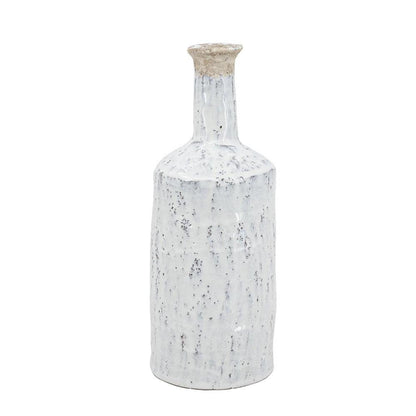 13" White Terracotta Cylinder Jug Vase HomeRoots