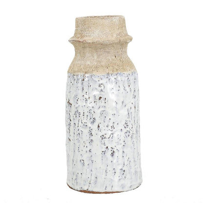 10" Beige And Ivory Cylinder Terracotta Table Vase HomeRoots