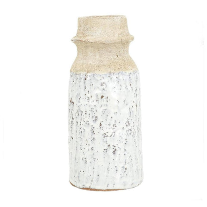 10" Beige And Ivory Cylinder Terracotta Table Vase HomeRoots