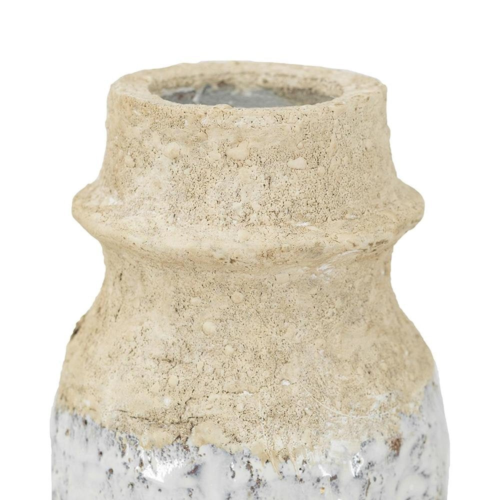 10" Beige And Ivory Cylinder Terracotta Table Vase HomeRoots