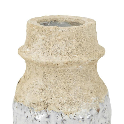 10" Beige And Ivory Cylinder Terracotta Table Vase HomeRoots