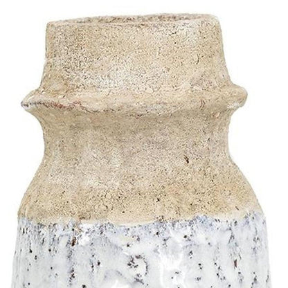 10" Beige And Ivory Cylinder Terracotta Table Vase HomeRoots