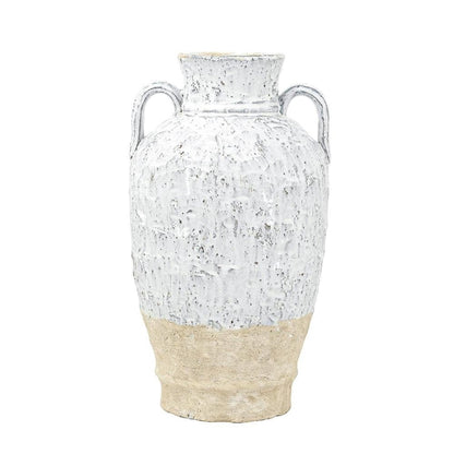 16" Beige And Ivory Amphora Terracotta Urn HomeRoots