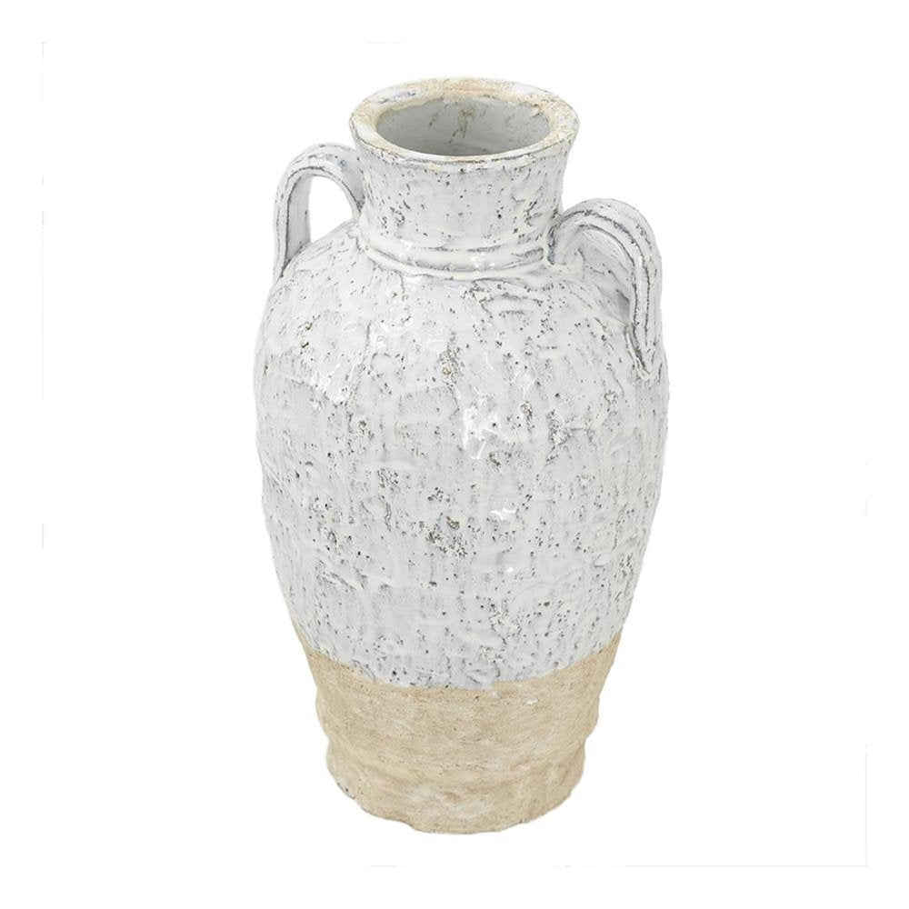 16" Beige And Ivory Amphora Terracotta Urn HomeRoots