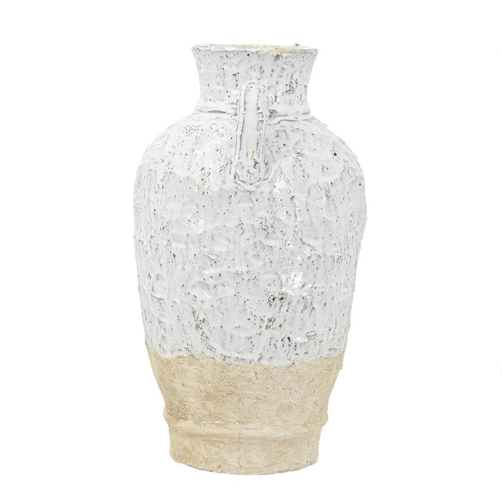 16" Beige And Ivory Amphora Terracotta Urn HomeRoots