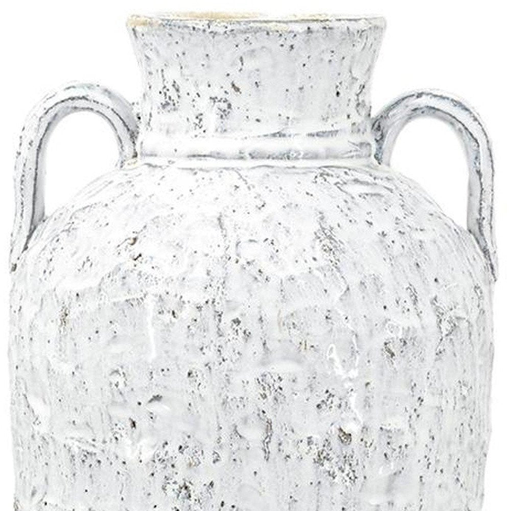 16" Beige And Ivory Amphora Terracotta Urn — view 5
