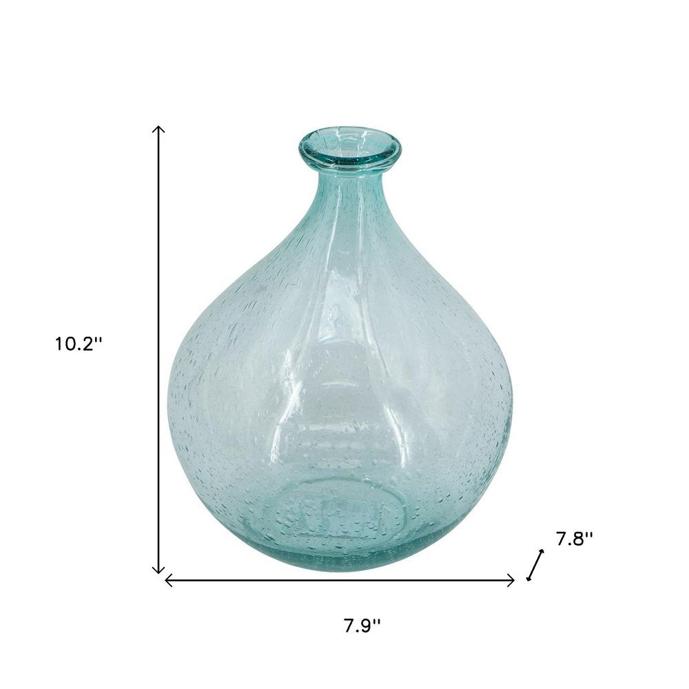 10" Aqua Bubble Glass Round Table Vase HomeRoots