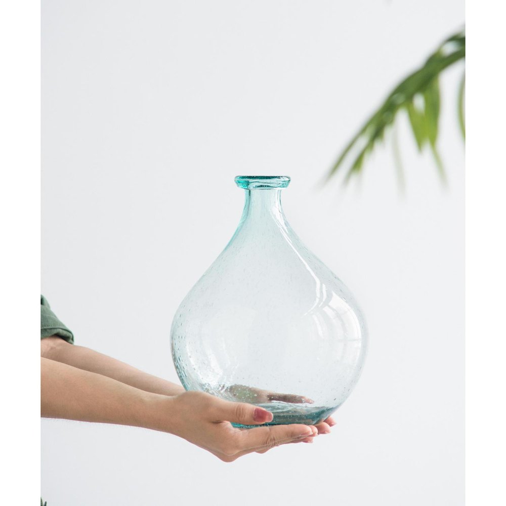 10" Aqua Bubble Glass Round Table Vase HomeRoots