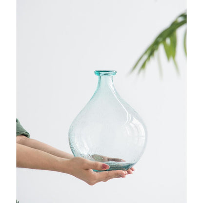 10" Aqua Bubble Glass Round Table Vase HomeRoots