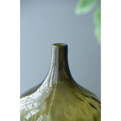 21" Olive Green Hammered Glass Table Vase HomeRoots