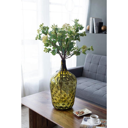 21" Olive Green Hammered Glass Table Vase HomeRoots
