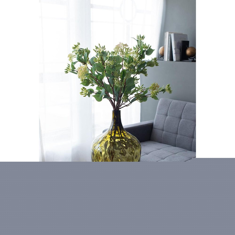 21" Olive Green Hammered Glass Table Vase HomeRoots
