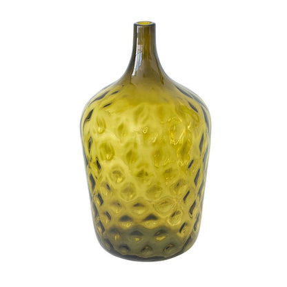 21" Olive Green Hammered Glass Table Vase HomeRoots