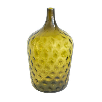 21" Olive Green Hammered Glass Table Vase HomeRoots