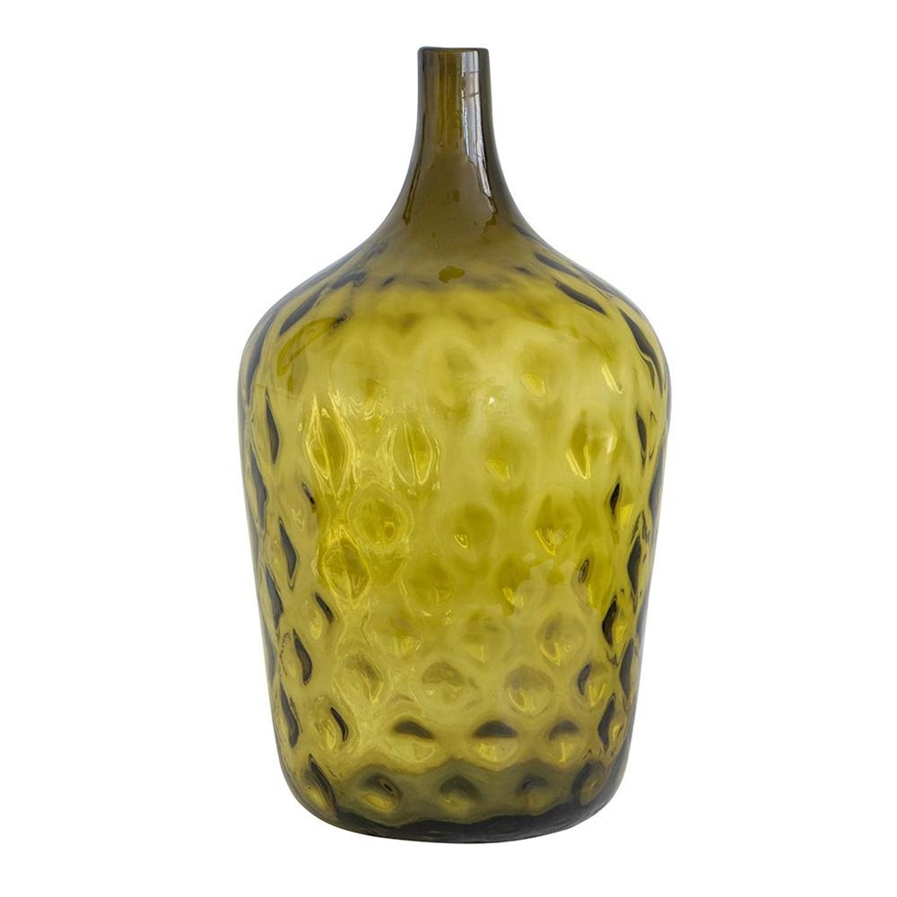 21" Olive Green Hammered Glass Table Vase HomeRoots