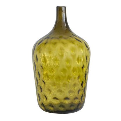 21" Olive Green Hammered Glass Table Vase HomeRoots