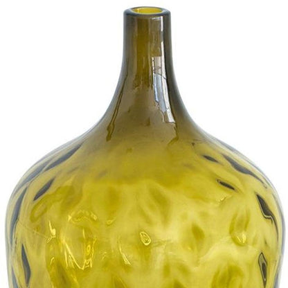 21" Olive Green Hammered Glass Table Vase HomeRoots