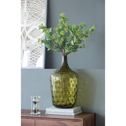 21" Olive Green Hammered Glass Table Vase HomeRoots