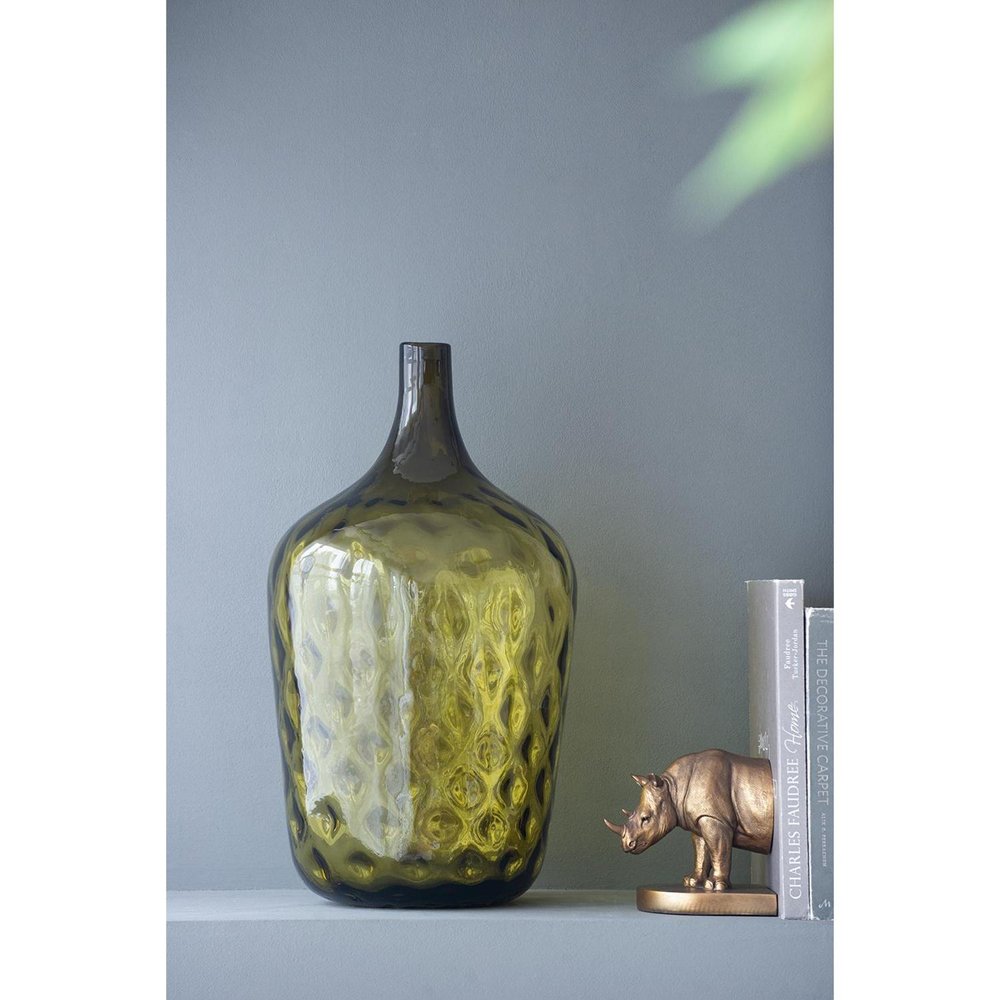 21" Olive Green Hammered Glass Table Vase HomeRoots