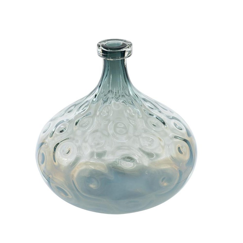 13" Light Blue Hammered Glass Table Vase HomeRoots
