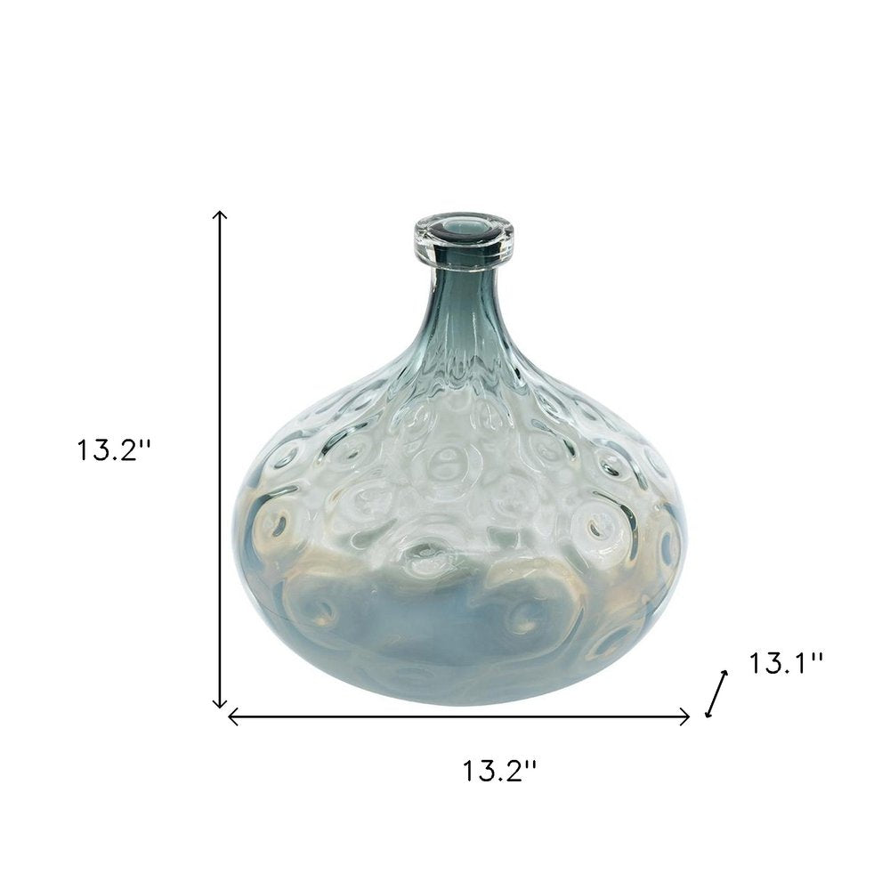 13" Light Blue Hammered Glass Table Vase HomeRoots