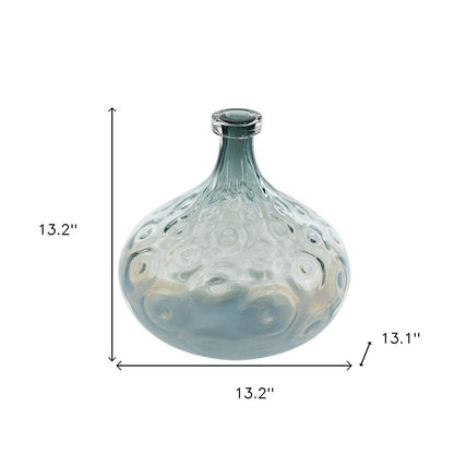 13" Light Blue Hammered Glass Table Vase HomeRoots