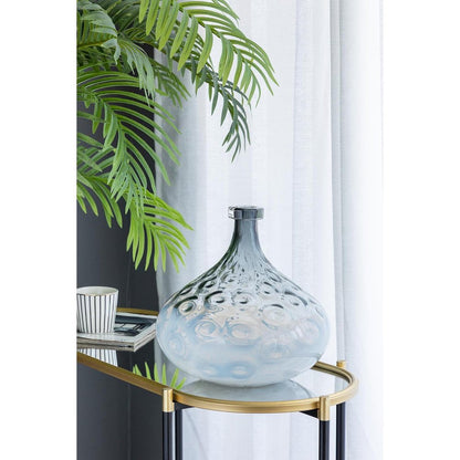 13" Light Blue Hammered Glass Table Vase HomeRoots