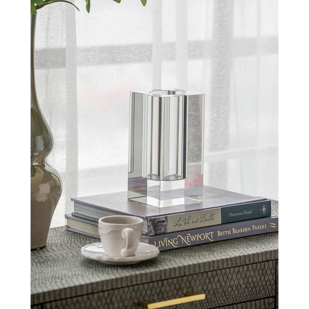 8" Clear Square Glass Table Vase HomeRoots